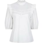 Reduzierte Weiße Dante6 Festliche Blusen mit Rüschen aus Popeline für Damen Größe S für den für den Frühling 