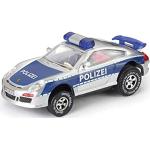 Darda 50341 Darda Auto Porsche GT3 Polizei blau / silber, Rennauto mit auswechselbaren Rückzugsmotor, Fahrzeug mit Motor zum Aufziehen für Kinder ab 5 Jahre, Aufziehauto für Darda Rennbahnen