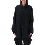 Reduzierte Schwarze Oversize Langärmelige Festliche Blusen aus Wolle für Damen Größe M 