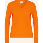 Reduzierte Orange Darling Harbour V-Ausschnitt Kaschmir-Pullover aus Wolle für Damen Größe S 