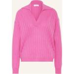 Reduzierte Pinke Darling Harbour V-Ausschnitt Kaschmir-Pullover aus Wolle für Damen Größe S 