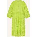 Hellgrüne 3/4-ärmelige Darling Harbour Kleider mit Lochstickerei aus Baumwolle für Damen Größe L 