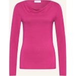 Reduzierte Pinke Langärmelige Darling Harbour Wasserfall-Ausschnitt T-Shirts mit Glitzer aus Polyamid für Damen Größe M 