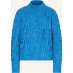 Reduzierte Neonblaue Darling Harbour Stehkragen Kaschmir-Pullover aus Wolle für Damen Größe M 