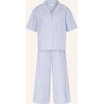 Hellblaue Gestreifte Darling Harbour Pyjamas kurz aus Baumwolle für Damen Größe M 