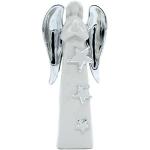 Silberne 25 cm Engelfiguren aus Keramik 