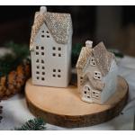 Goldene Lichthäuser & Weihnachtsdörfer aus Keramik LED beleuchtet 