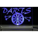 DARTS LED Leuchtschild mit Gravur für Fans von Dart Dartsport Dartpfeil Pokal