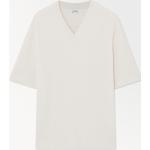 Weiße COS V-Ausschnitt T-Shirts aus Seide für Herren Größe L 