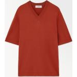 Braune Oversize COS V-Ausschnitt T-Shirts aus Seide für Herren Größe XS 