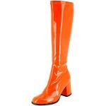Das Kostümland Gogo Damen Retro Lackstiefel - Orange Gr. 40 - Tolle Schuhe zur 70er 80er Jahre Disco Hippie Mottoparty