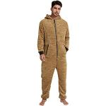 Khakifarbene Unifarbene Langärmelige Pyjamas lang mit Reißverschluss mit Kapuze für Herren Größe XL 2-teilig Weihnachten für den für den Winter 