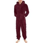 Unifarbene Langärmelige Pyjamas lang mit Reißverschluss mit Kapuze für Herren Größe XL 2-teilig Weihnachten für den für den Winter 
