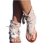 Pinke Römersandalen & Gladiator Sandalen mit Riemchen aus Kunstfell Gefüttert für Damen Größe 40 für den für den Sommer 