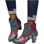 Schwarze Vintage Cowboy-Boots & Cowboystiefeletten mit Schnürsenkel aus Gummi rutschfest für Damen Größe 41 für den für den Sommer 