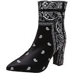 Schwarze Animal-Print Cowboy-Boots & Cowboystiefeletten mit Schnürsenkel aus Leder für Damen Größe 39 für den für den Sommer 