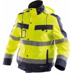 Neongelbe Wasserdichte Winddichte Atmungsaktive Warnschutzjacken mit Reißverschluss aus Polyester mit Kapuze Größe XS für den für den Winter 
