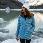 Reduzierte Blaue Gesteppte Lands' End Steppjacken mit Kapuze aus Nylon mit Kapuze für Damen Größe 3 XL für den für den Winter 
