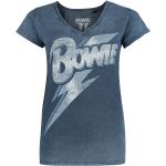 Blaue David Bowie V-Ausschnitt Damenbandshirts Größe XXL für Festivals 