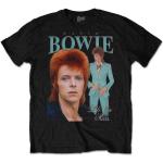 Schwarze Langärmelige David Bowie Damenbandshirts aus Baumwolle Größe 3 XL 