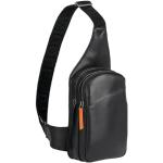Schwarze Elegante Davidoff Bodybags mit Reißverschluss aus Kalbsleder mit Handyfach für Herren 