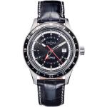 Schwarze Davosa Automatik Armbanduhren aus Leder mit Lederarmband 