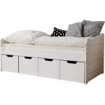 Weiße Betten mit Bettkasten aus Kiefer mit Schublade mit Härtegrad 2 