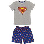 Graue Superman Kinderschlafanzüge & Kinderpyjamas aus Baumwolle für Jungen 
