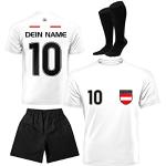 DE FANSHOP Kinder Herren Damen Personalisiertes Österreich Fußball Trikot Set EM WM 2022 Jungen Männer Frauen T-Shirt mit Namen, EU3, S