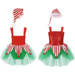 Reduzierte Rote Weihnachtself-Kostüme & Weihnachtswichtel-Kostüme aus Polyester für Kinder 