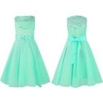 Mintgrüne Elegante Ärmellose Kinderfestkleider aus Chiffon für Mädchen 