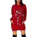 Rote Motiv Vintage Neckholderkleider aus Leinen für Damen Übergrößen Große Größen Weihnachten für den für den Sommer 