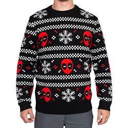Deadpool Holiday Snow Stripes Ugly Christmas Sweater (Adult X-Large)