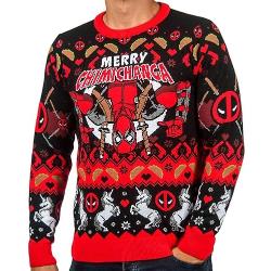 Deadpool Weihnachtspullover für Damen und Herren Geschenk, rot, schwarz, XXX-Large