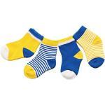 DEBAIJIA 4 Paare Babysocken Baumwolle 6-12 Monate Mädchen Junge Lieblich Socken Dünn Weich Bunt - Gelb/Blau
