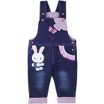DEBAIJIA Baby Mädchen Denim Overall Jeans Hose mit Hosenträger Kinder Baumwolle Latzhose Kaninchen Butterfly - 90