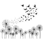 Schwarze Wandtattoos Vögel mit Blumenmotiv 