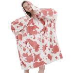 Reduzierte Rosa Animal-Print Decken mit Kapuze mit Tiermotiv aus Kunstfell 