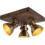 Deckenleuchte Bronze mit Holz 3-flammig - Mangos Industrie / Industrial / Vintage E27 3-flammig Innenbeleuchtung