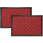deco-mat Fußmatte für Außen + Innen 40 x 60 cm 2er Set, Rot - rutschfeste, wetterfeste Türmatte mit robusten Borsten - Outdoor Schmutzfangmatte für außen