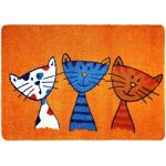 deco-mat Fußmatte Katze 50 x 70 cm Orange - Fussmatte mit Katzen - rutschfest & waschbar - Schmutzfangmatte für Innen und Außen mit lustigem Motiv