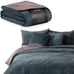 Stahlblaue Unifarbene Decoking Tagesdecken & Bettüberwürfe aus Polyester 240x220 