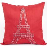 Rote Decoking Quadratische Dekokissenbezüge mit Eiffelturm-Motiv aus Satin 40x40 