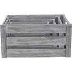 Graue Moderne Runde Kisten & Aufbewahrungskisten aus Holz mit Deckel 4-teilig 