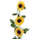 Sonnengelbe Kunstblumen mit Sonnenblumenmotiv aus Kunststoff 