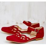 Reduzierte Rote Elegante Deerberg Nachhaltige Spangenschuhe aus Leder Leicht für Damen Größe 42 für den für den Sommer 