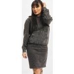 Dunkelgraue Vintage DEF Herbstkleider aus Baumwolle mit Kapuze für Damen Größe S 