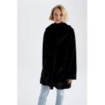 Schwarze DeFacto Webpelzmäntel aus Polyester für Damen Größe XL für den für den Herbst 
