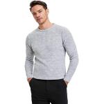 DeFacto Herren Strick Pullover Langarm Rundhalsausschnitt Sweater - Slim fit Pulli für Herren Oberteile (LT.Grey Melange,XXL)
