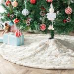Goldene Bestickte Runde Weihnachtsbaumdecken matt aus Kunstfell 